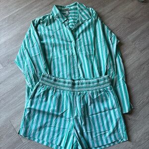 Green and Turquoise Striped Set
